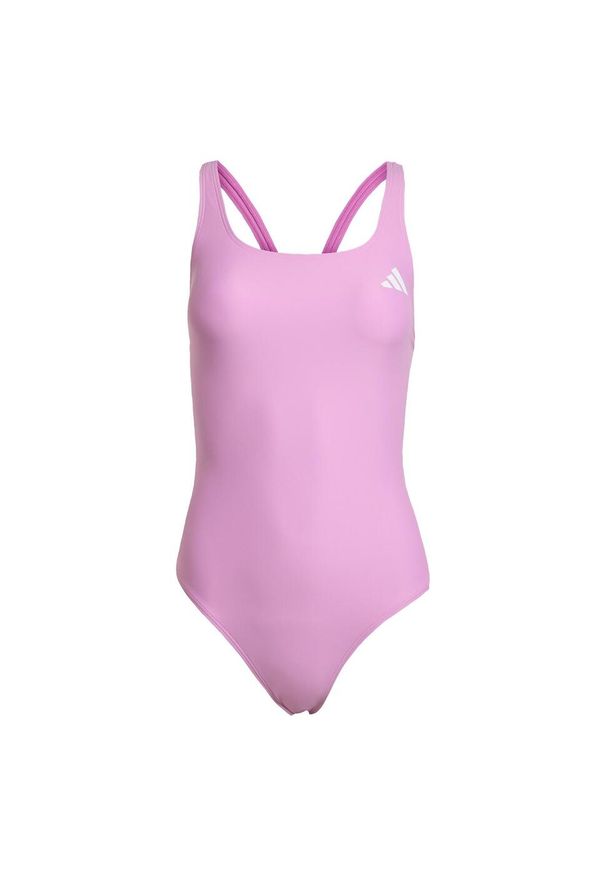 Adidas - Kostium kąpielowy V-back. Kolor: fioletowy. Materiał: materiał