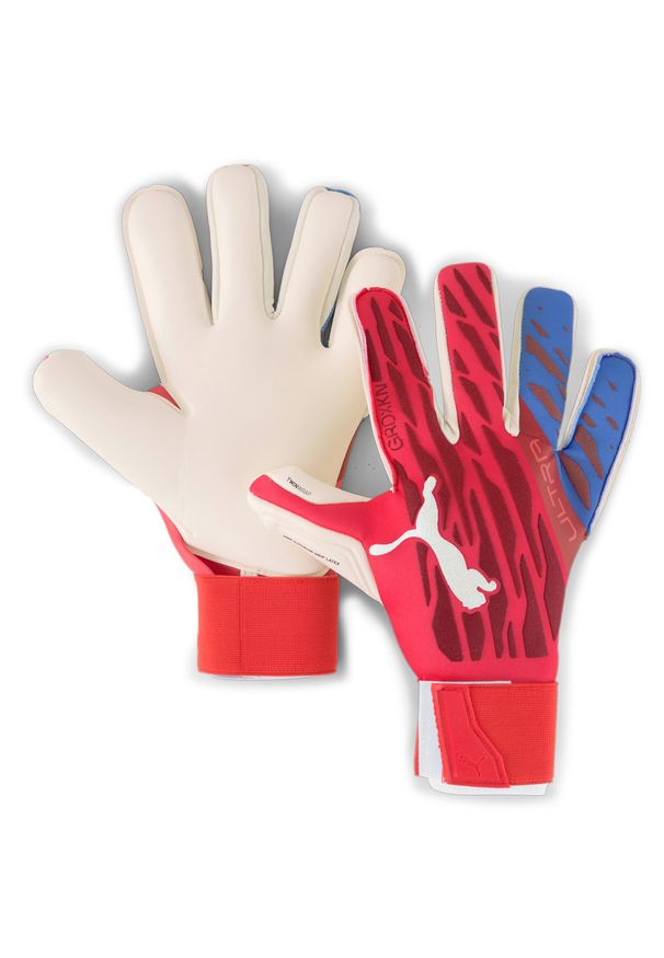 Rękawice męskie Puma Ultra Grip 1 Hybrid Pro. Kolor: wielokolorowy, czerwony, biały, różowy. Materiał: poliester, materiał. Sport: piłka nożna