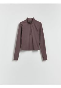 Reserved - Bluza ze stójką - brązowy. Typ kołnierza: kołnierzyk stójkowy. Kolor: brązowy. Materiał: dzianina #1