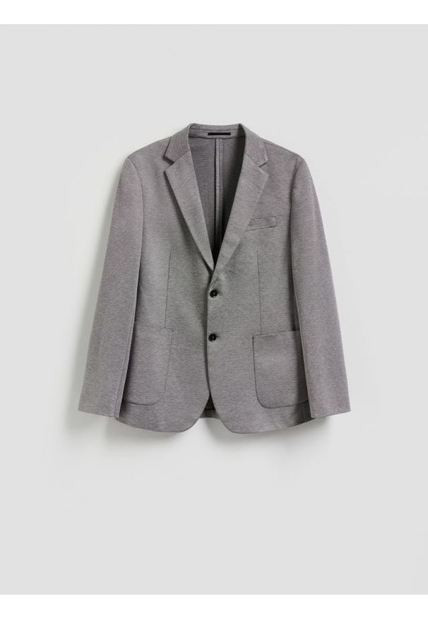 Reserved - Marynarka slim fit z dodatkiem wiskozy - czarny. Kolor: czarny. Materiał: wiskoza. Styl: sportowy
