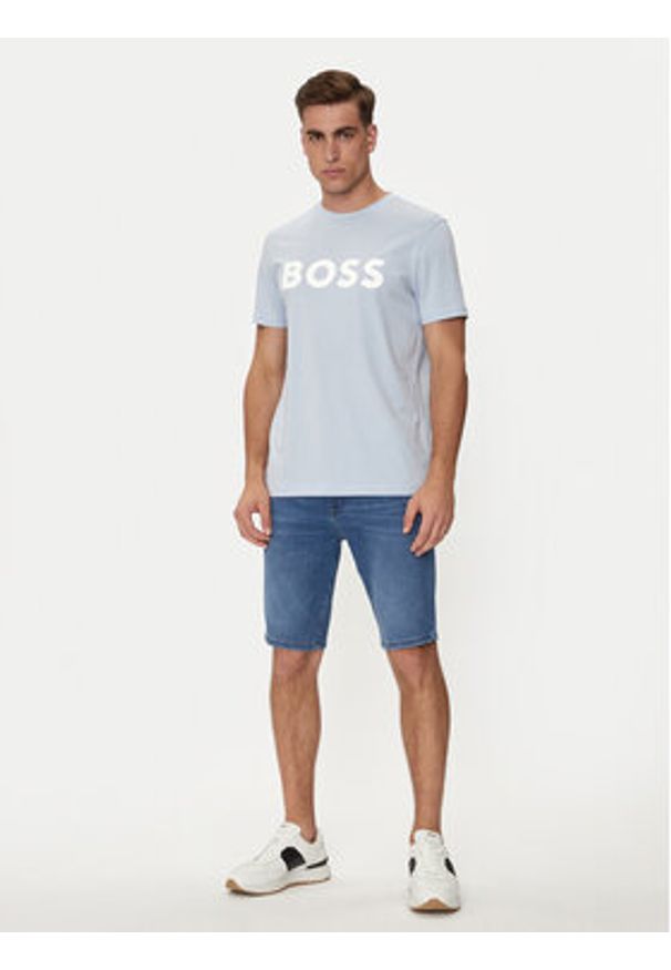 BOSS Szorty jeansowe 50513488 Niebieski Slim Fit. Kolor: niebieski. Materiał: bawełna