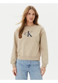 Calvin Klein Jeans Bluza LV047B234G Beżowy Relaxed Fit. Kolor: beżowy. Materiał: bawełna