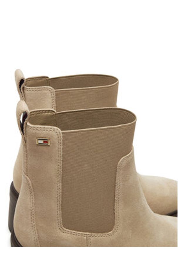 TOMMY HILFIGER - Tommy Hilfiger Sztyblety FW0FW08429 Beżowy. Kolor: beżowy. Materiał: zamsz, skóra