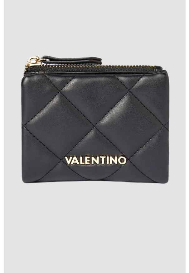 Valentino by Mario Valentino - VALENTINO Czarny pikowany mały portfel Ocarina. Kolor: czarny