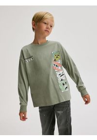 Reserved - Longsleeve Minecraft - miętowy. Kolor: miętowy. Materiał: bawełna, dzianina. Długość rękawa: długi rękaw