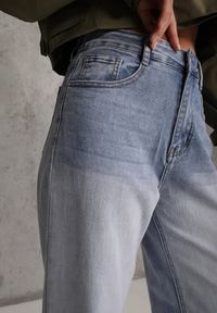 Renee - Niebieskie Jeansy Szerokie z Wytarciami High Waist Calale. Stan: podwyższony. Kolor: niebieski #2