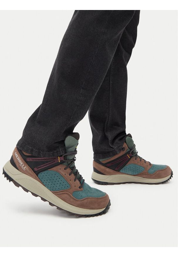 Merrell Trapery Wildwood Mid Ltr Wp J068031 Zielony. Kolor: zielony. Materiał: skóra, zamsz