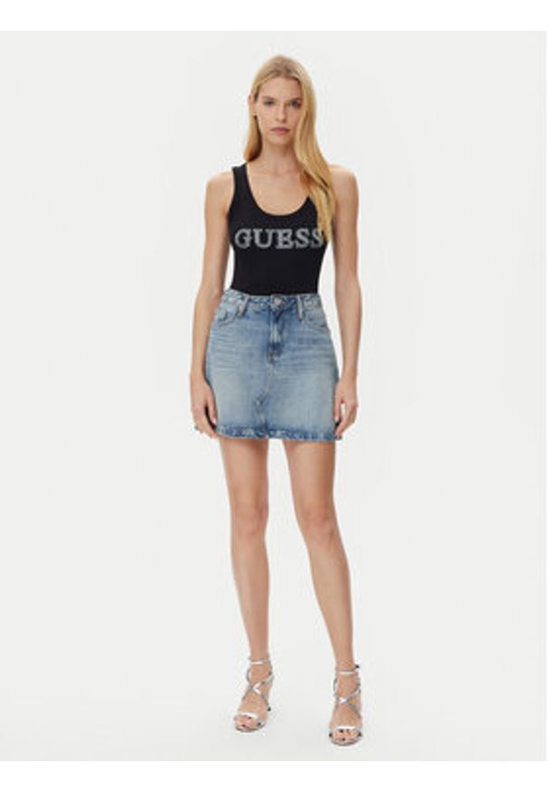 Guess Top W5GP29 KA0H1 Czarny Regular Fit. Kolor: czarny. Materiał: bawełna
