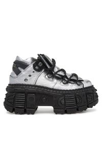 NEW ROCK Botki M-106WALL-C16 Srebrny. Kolor: srebrny. Materiał: skóra. Styl: rockowy