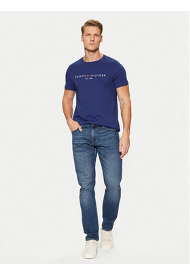TOMMY HILFIGER - Tommy Hilfiger T-Shirt Tommy Logo MW0MW11797 Granatowy Regular Fit. Kolor: niebieski. Materiał: bawełna