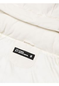 Ombre Clothing - Zimowa kurtka męska z odpinanym kapturem - kremowa V2 - Rozmiar: L. Kolor: kremowy. Materiał: poliester, polar. Sezon: zima