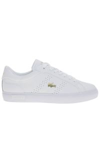 Buty Lacoste Powercourt 2.0 124 1 SFA 747SFA0072-216 - białe. Okazja: na co dzień. Zapięcie: sznurówki. Kolor: biały. Materiał: skóra, guma. Wzór: aplikacja #1