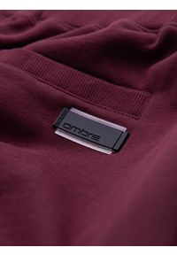 Ombre Clothing - Szorty męskie dresowe przed kolano BASIC – bordowe V3. Okazja: na co dzień. Kolor: czerwony. Materiał: dresówka. Styl: sportowy, casual #9