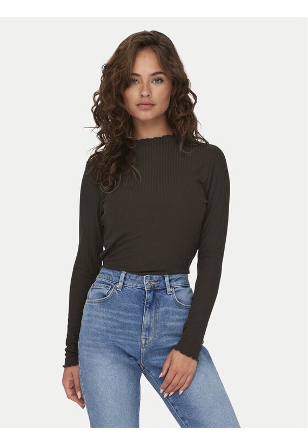 only - ONLY Bluzka Emma 15180040 Brązowy Slim Fit. Kolor: brązowy. Materiał: wiskoza