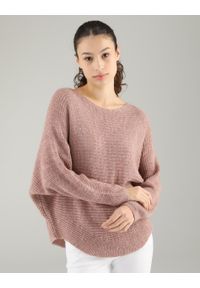 Unisono - RÓŻOWY SWETER Z WEŁNĄ 105-3364 ROSA. Kolor: różowy. Materiał: wełna