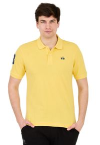 La Martina - LA MARTINA Żółte męskie polo z małym logo, Rozmiar XL. Typ kołnierza: polo. Kolor: żółty #5