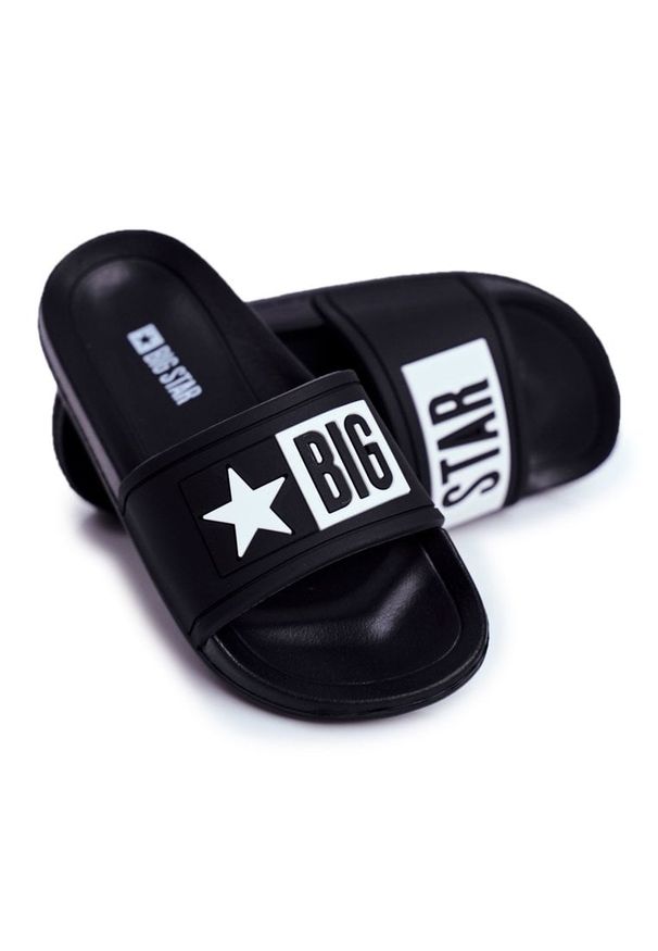 Big-Star - Klapki Dziecięce Młodzieżowe Big Star Czarne DD374150. Okazja: na plażę. Kolor: czarny. Materiał: guma. Wzór: aplikacja. Styl: młodzieżowy
