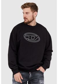 Diesel - DIESEL Czarna bluza męska z wytłaczanym logo, Rozmiar L. Kolor: czarny. Materiał: prążkowany #1
