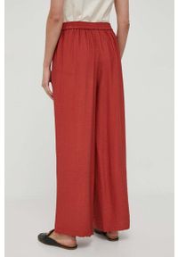 DKNY - Dkny spodnie damskie kolor bordowy proste high waist. Okazja: na co dzień. Stan: podwyższony. Kolor: czerwony. Materiał: tkanina. Styl: casual #4
