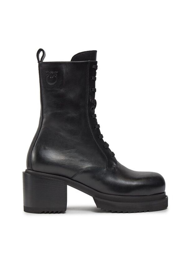 Pinko - PINKO Trzewiki Honneger Anfibio AI 23-24 BLKS1 102330 A0NY Czarny. Kolor: czarny. Materiał: skóra