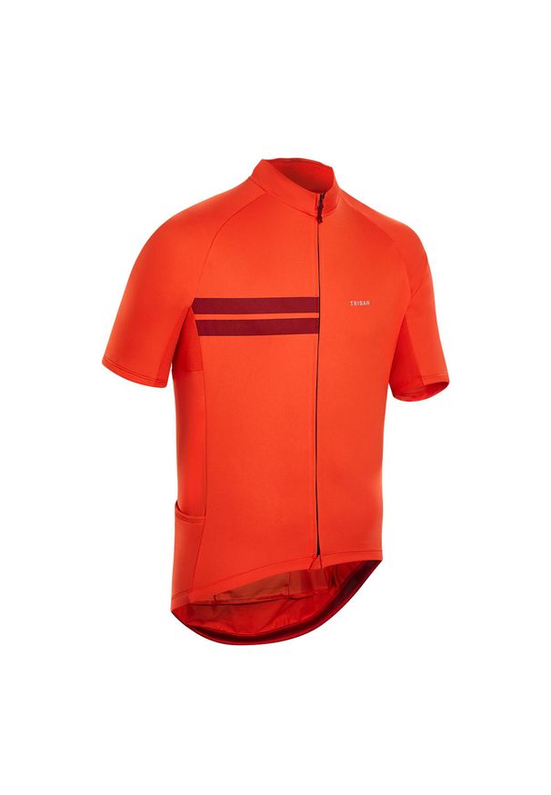 TRIBAN - Koszulka rowerowa Triban RC100. Kolor: czerwony. Materiał: materiał, poliester, elastan