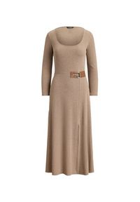 Lauren Ralph Lauren - LAUREN RALPH LAUREN Sukienka dzianinowa 200980038001 Beżowy Slim Fit. Kolor: beżowy. Materiał: bawełna