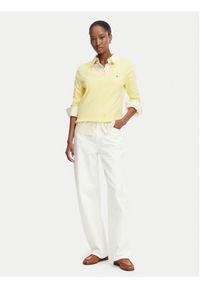 TOMMY HILFIGER - Tommy Hilfiger Sweter WW0WW40098 Żółty jasny Regular Fit. Kolor: żółty. Materiał: syntetyk #5