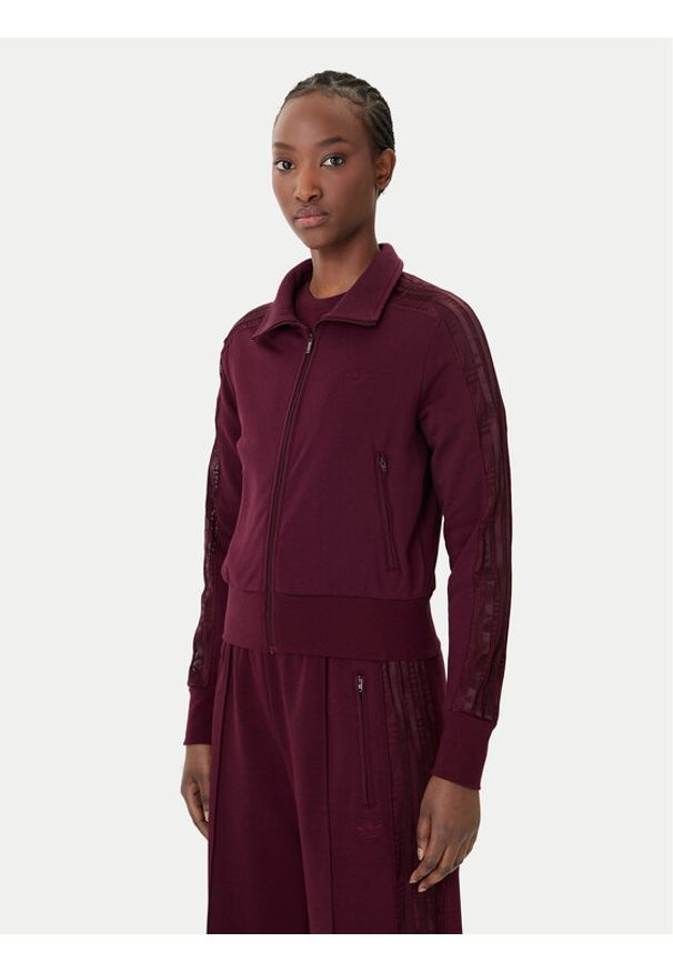 Adidas - adidas Bluza Firebird Lace KC6451 Bordowy Slim Fit. Kolor: czerwony. Materiał: bawełna