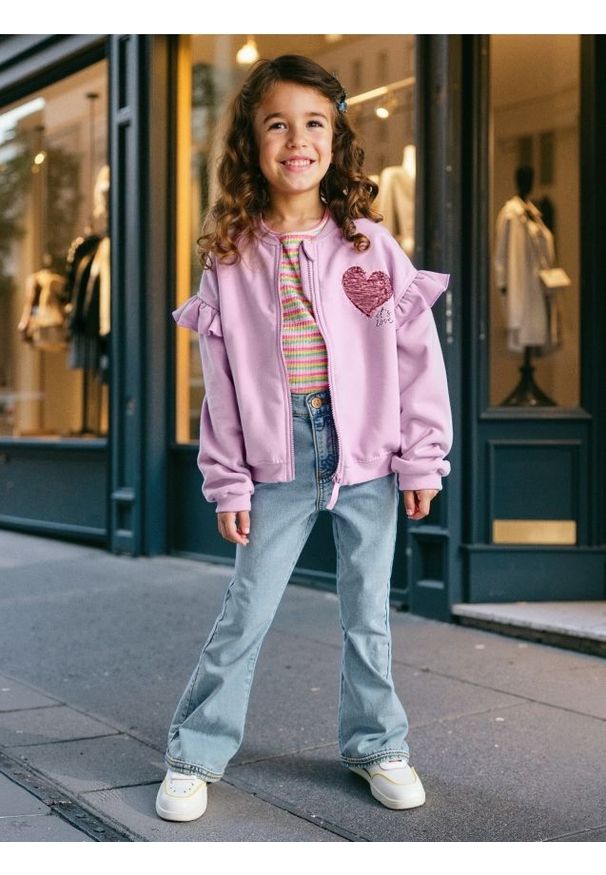 Sinsay - Bluza crewneck z falbankami - niebieski. Typ kołnierza: kołnierz z falbankami. Kolor: niebieski