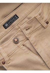 Ombre Clothing - Jeansowe spodnie męskie bez przetarć SLIM FIT - beżowe V8 OM-PADP-0148 - XXL. Okazja: na co dzień. Kolor: beżowy. Materiał: jeans. Wzór: gładki. Styl: sportowy, casual, elegancki