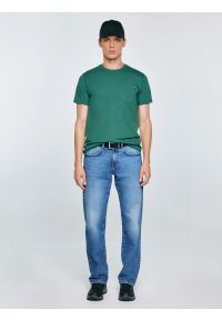 Big-Star - Koszulka męska z kieszonką zielona Carbon 304. Kolor: zielony. Materiał: jeans, materiał, bawełna. Wzór: aplikacja #5