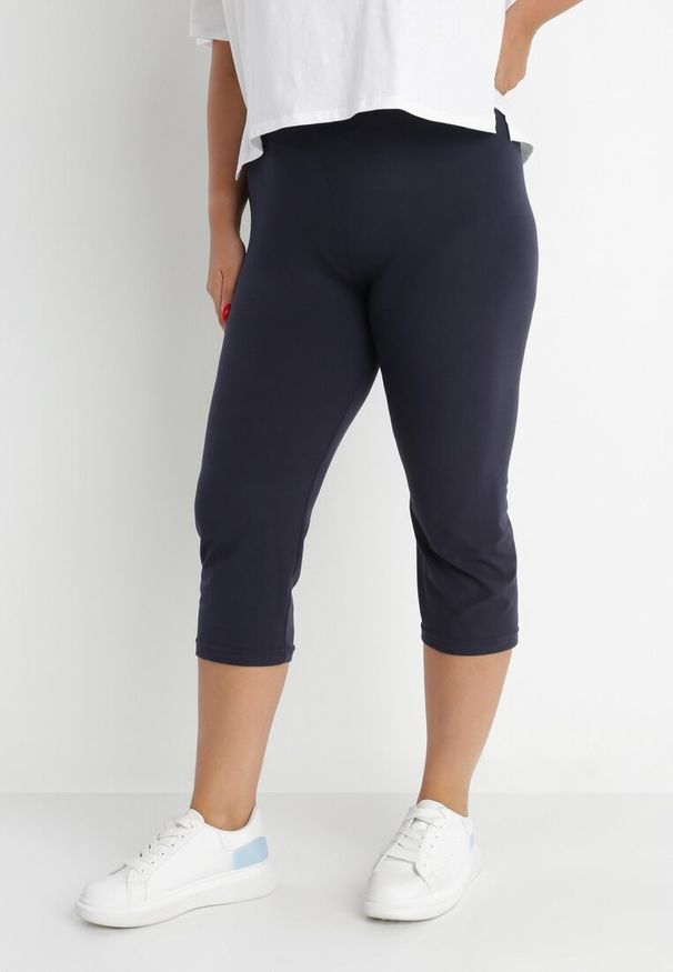 Born2be - Granatowe Legginsy Althiolea. Okazja: na co dzień. Kolekcja: plus size. Kolor: niebieski. Materiał: bawełna, materiał. Wzór: gładki. Styl: sportowy, casual