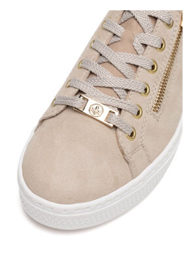 Rieker Sneakersy L59L1-60 Beżowy. Kolor: beżowy. Materiał: zamsz, skóra