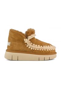 Mou - MOU Eskimo Bounce Sneaker Śniegowce damskie. Okazja: na co dzień. Kolor: brązowy. Materiał: materiał, wełna, zamsz. Sezon: zima. Styl: elegancki, klasyczny, casual #1