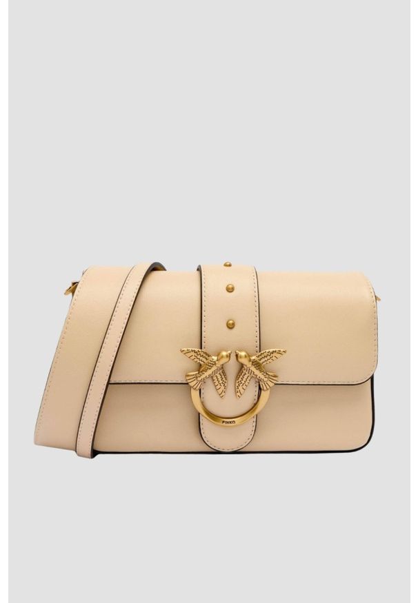 Pinko - PINKO Beżowa kopertówka Love One Mini Slouchy FL Vitello Morbido. Kolor: beżowy. Materiał: skórzane. Styl: casual, elegancki