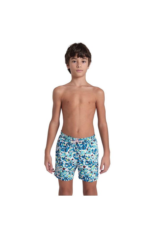 Spodenki chłopięce szorty kąpielowe na basen plażę Arena Beach Boxer. Kolor: niebieski, biały, wielokolorowy