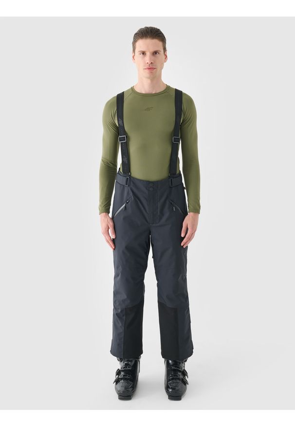 4f - 4F Spodnie narciarskie z szelkami membrana Dermizax 20000 męskie - czarne M. Kolor: czarny. Materiał: materiał, tkanina, poliester. Technologia: Dermizax. Długość: długie. Wzór: gładki. Sezon: zima. Sport: narciarstwo