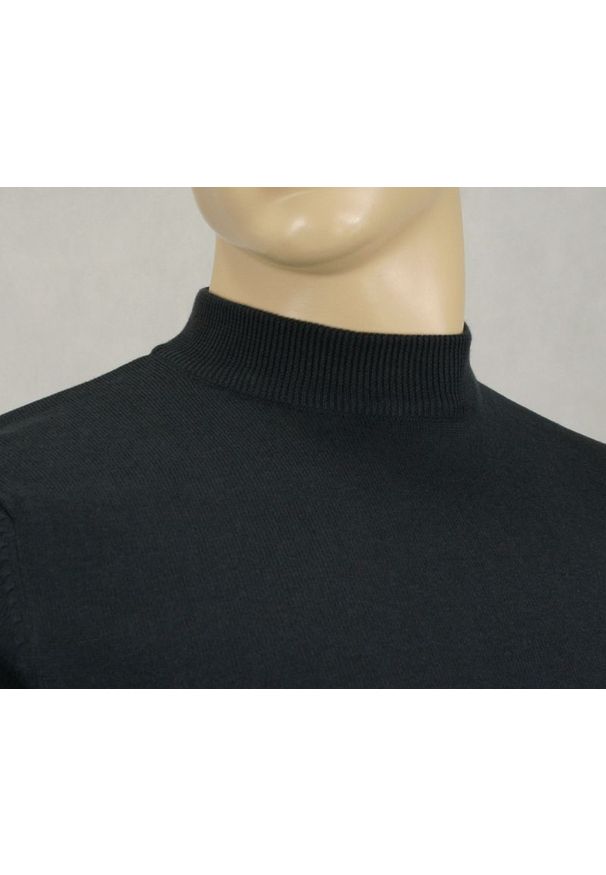 Półgolf Granatowy Bawełniany - Brave Soul - Prosty Krój, Klasyczny, Męski. Kolor: niebieski. Materiał: bawełna. Sezon: zima, jesień. Styl: klasyczny