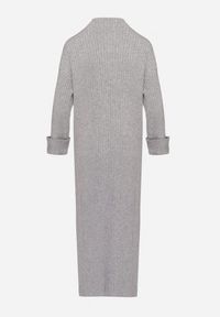 Born2be - Szara Sweterkowa Sukienka z Wiskozą i Wywiniętymi Rękawami Gebiga. Kolor: szary. Materiał: wiskoza. Sezon: zima. Styl: klasyczny #6