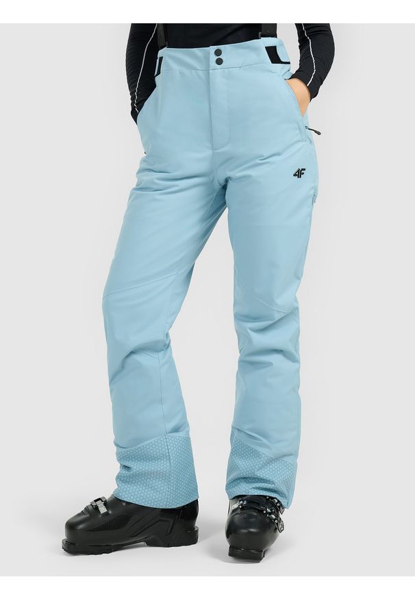 4f - 4F Spodnie narciarskie z szelkami membrana Dermizax 20000 damskie - granatowe XL. Kolor: niebieski. Materiał: materiał. Technologia: Dermizax. Sezon: zima. Sport: narciarstwo