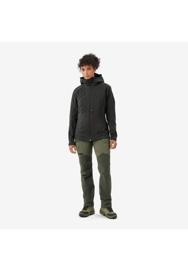 SIMOND - Kurtka turystyczna damska MT900 Softshell. Kolor: zielony. Materiał: softshell. Sport: turystyka piesza