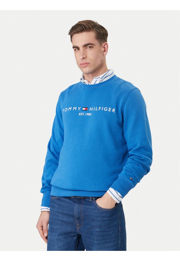 TOMMY HILFIGER - Tommy Hilfiger Bluza Logo MW0MW11596 Niebieski Regular Fit. Kolor: niebieski. Materiał: syntetyk