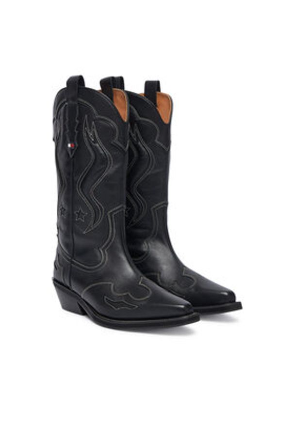 Tommy Jeans Kowbojki Archive Cowboy Boot Leather EN0EN03046 Czarny. Kolor: czarny. Materiał: skóra