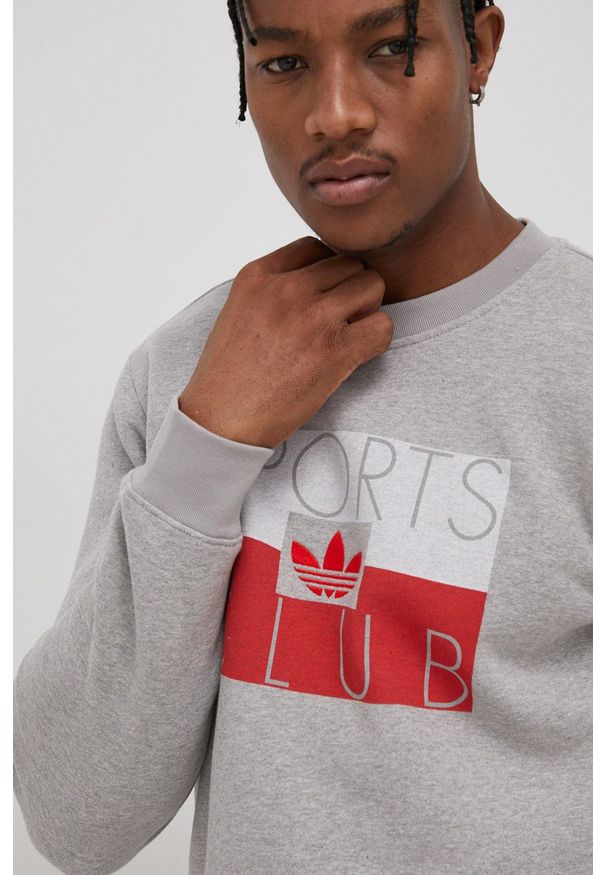adidas Originals Bluza męska kolor szary melanżowa. Okazja: na co dzień. Kolor: szary. Materiał: materiał, bawełna. Wzór: melanż. Styl: casual