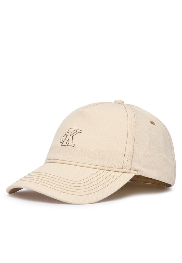 Calvin Klein Czapka z daszkiem LV04F5061G Écru. Kolor: kremowy. Materiał: bawełna
