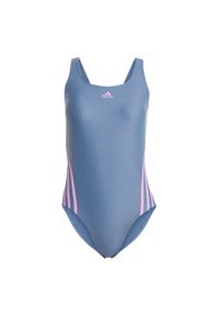 Adidas - adidas 3-Stripes Swimsuit. Kolor: fioletowy, wielokolorowy, niebieski. Materiał: materiał