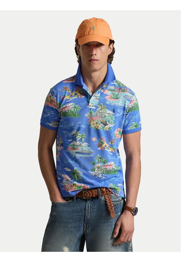 Polo Ralph Lauren Polo 710B14509001 Niebieski Slim Fit. Typ kołnierza: polo. Kolor: niebieski. Materiał: bawełna