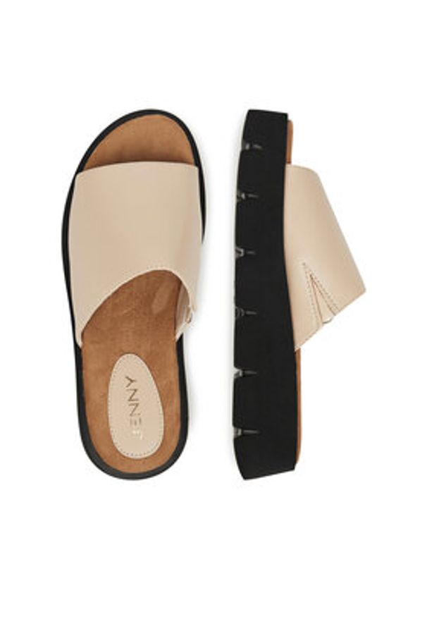 Jenny - JENNY Klapki HY2318-01 Beżowy. Kolor: beżowy. Materiał: materiał, syntetyk