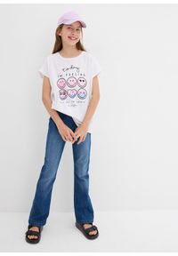 bonprix - T-shirt z buźką, z czystej bawełny. Kolor: biały. Materiał: bawełna. Wzór: nadruk #2