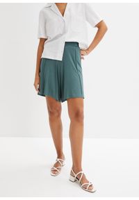 bonprix - Bermudy z dżerseju z wygodnym pasem. Kolor: zielony. Materiał: jersey. Sezon: lato